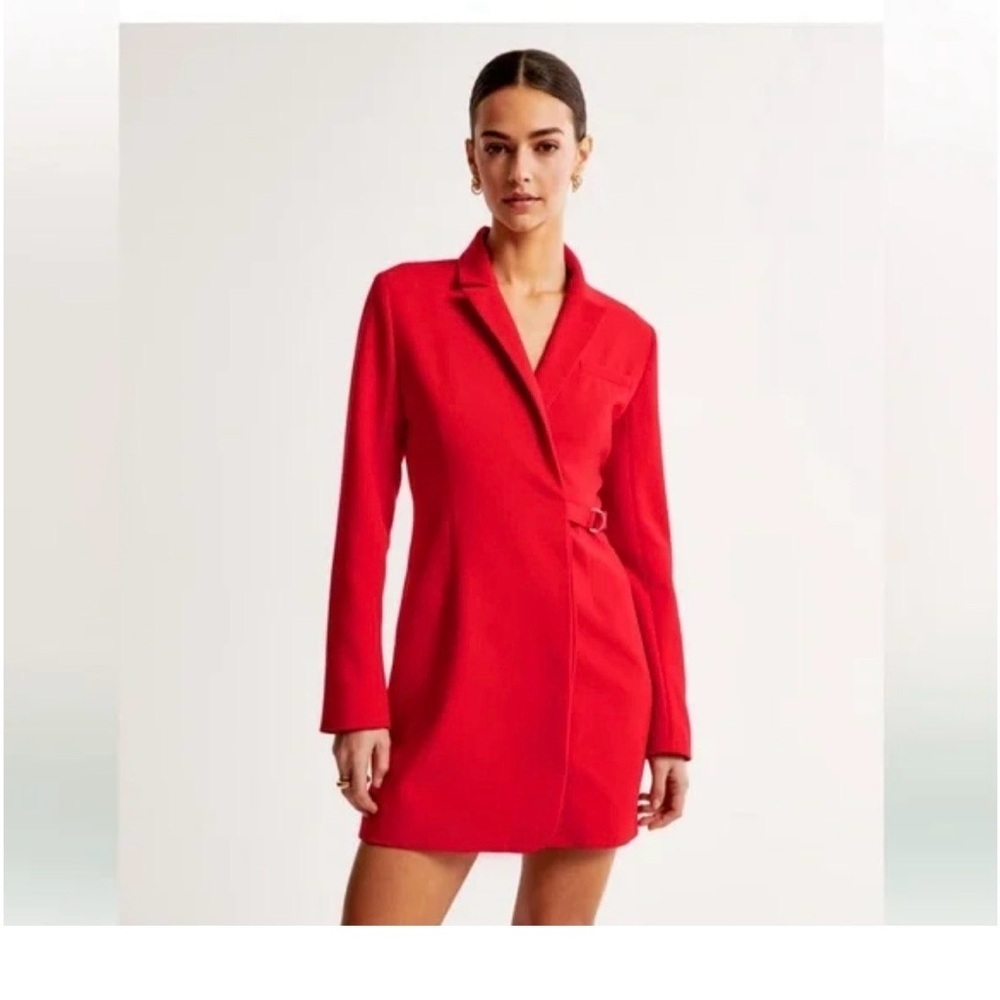 Abercrombie Red Blazer Dress XXS Side Belt Mini Structured Career Party